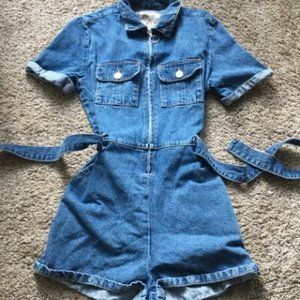 Denim Co. Short Sleeve Denim Romper